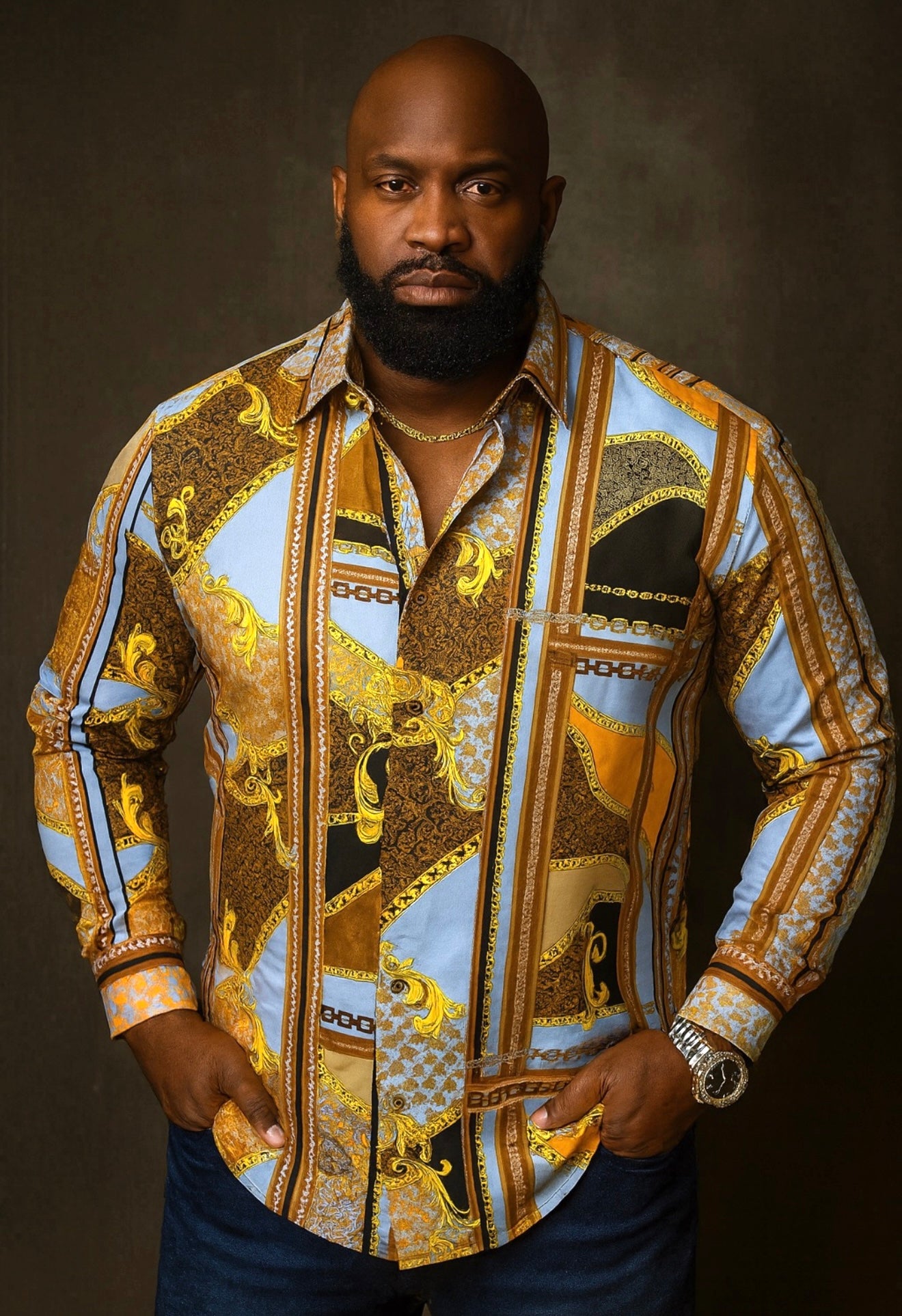 Robert Lewis Button up L/S (Brown) 220