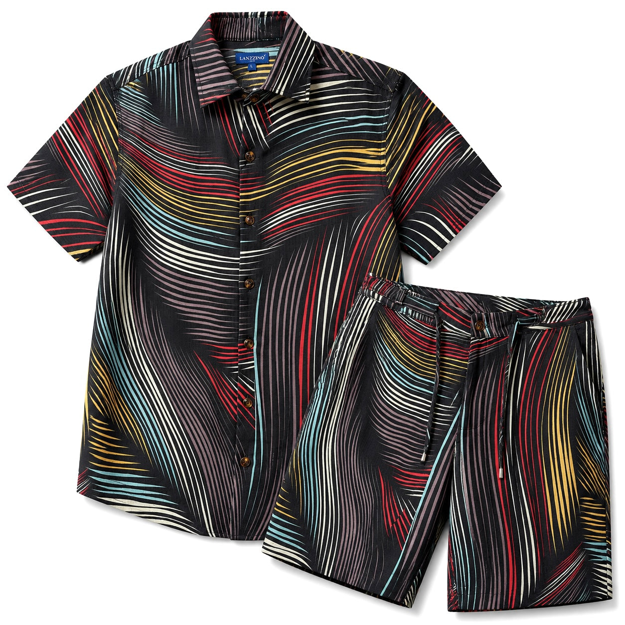 Lanzino Short Set Matte Black Gray Multi Color
