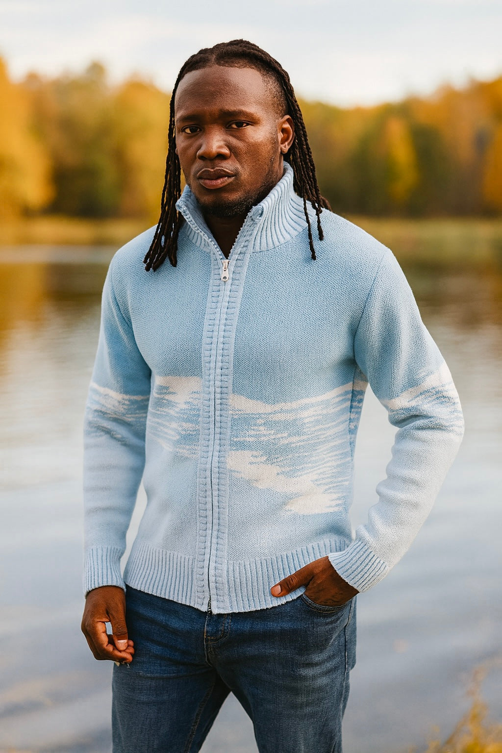 OIM Icebreaker Sweater Bomber (Sky/White)