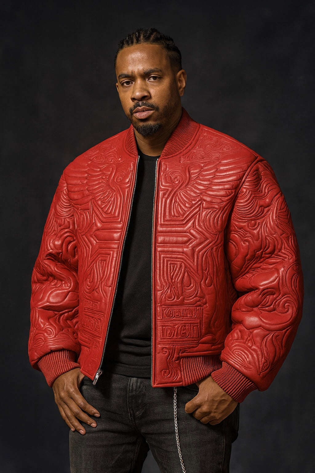 Graphic Bomber Jacket (Red)