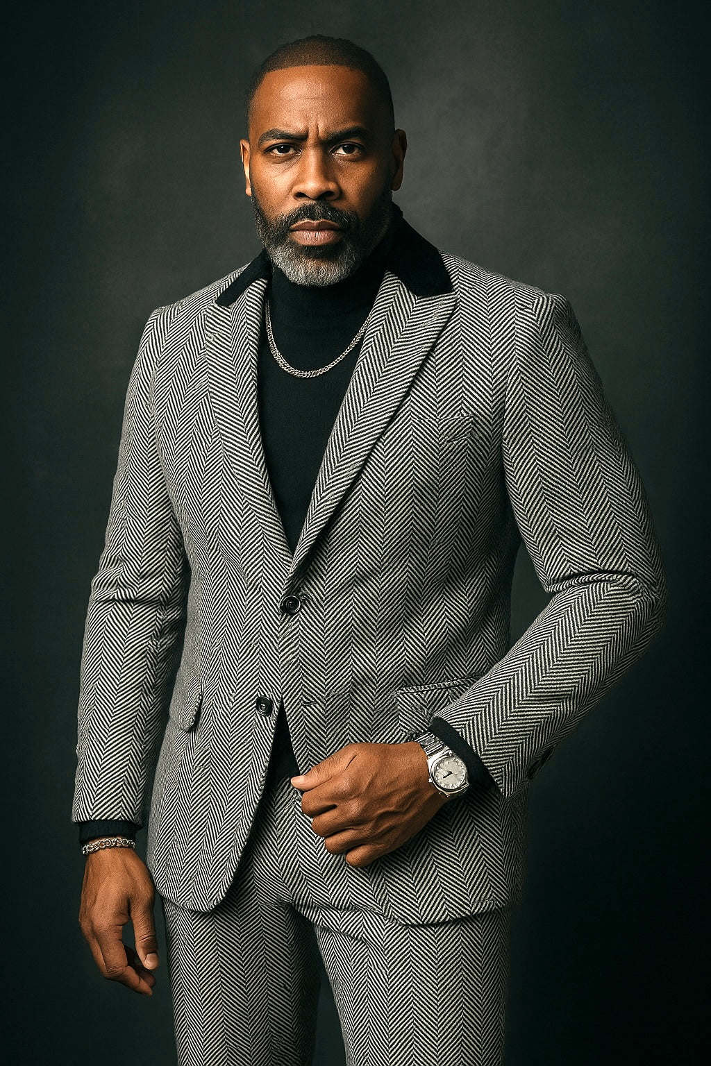 Inserch Herringbone Blazer (Black/White)