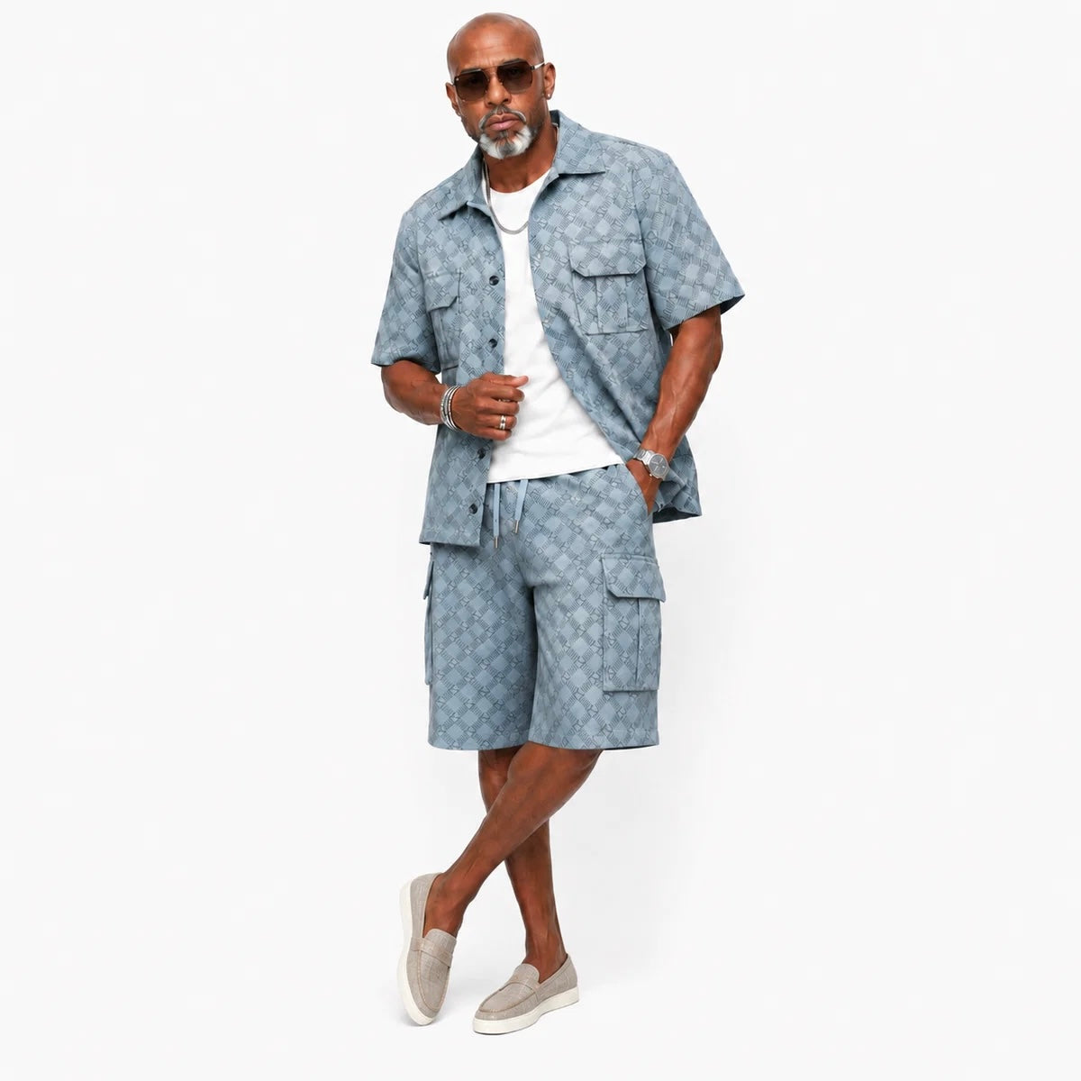Stacy Adams Denim Cargo Short Set 3963 - Chambray