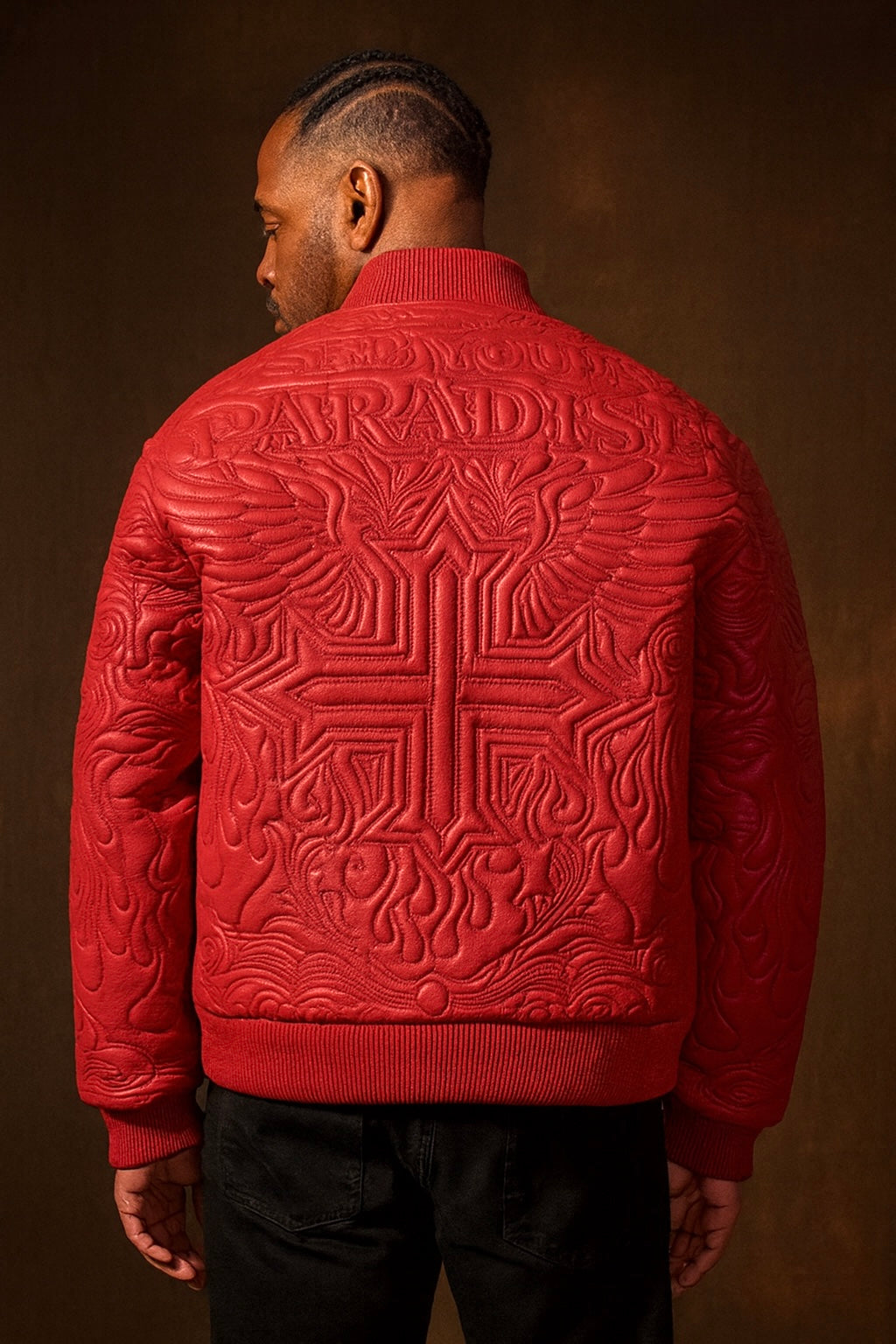 Graphic Bomber Jacket (Red)