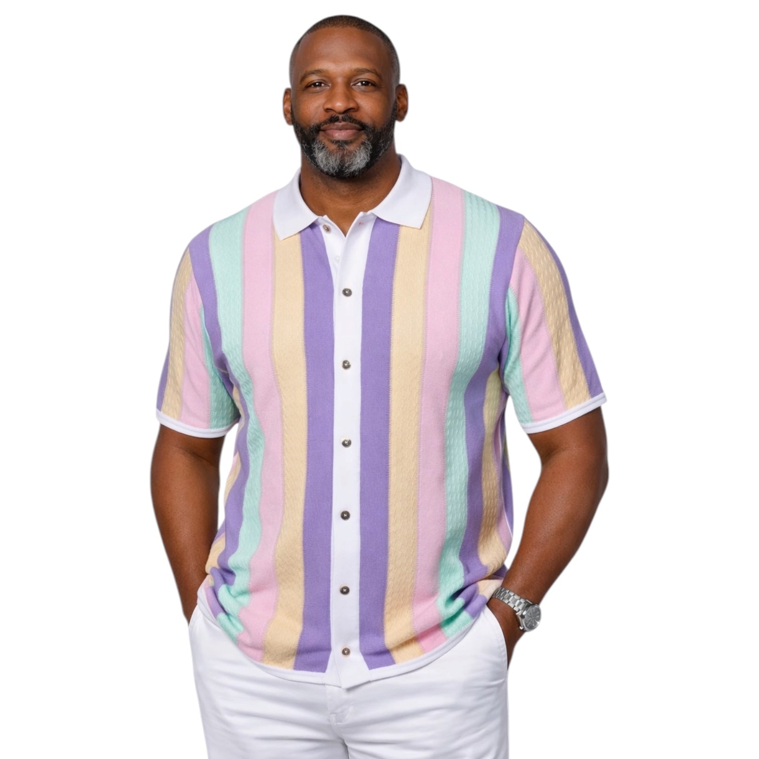 Prestige Men’s Short Sleeve Knit Polo Shirt CMK-6025 Lilac