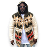 OIM "Azteka" Cardigan 3/4 Length Sweater Jacket (Beige/Green)