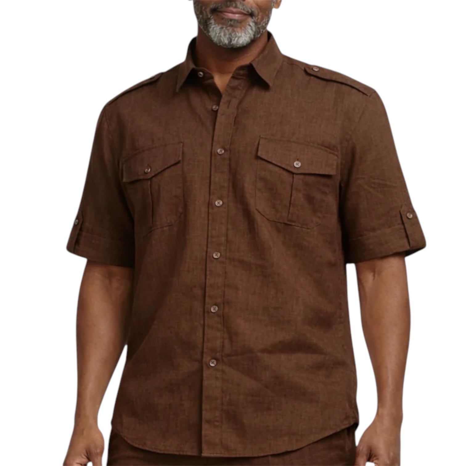 Inserch Military Linen Shirt (Chocolate)