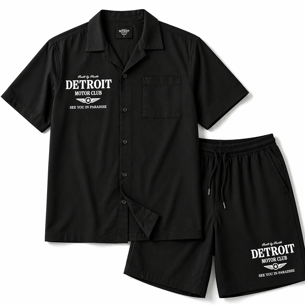 Jordan Craig Men’s Detroit Motor Club Short Set – Black