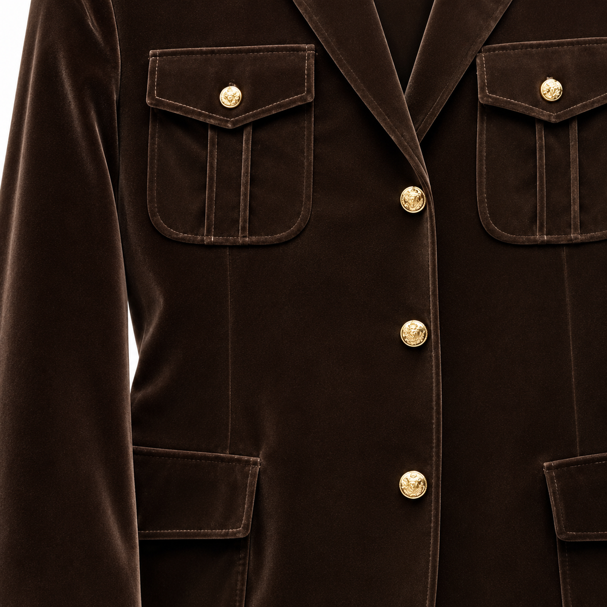 Inserch Men’s Velveteen Suede Military Blazer BL-569 Brown