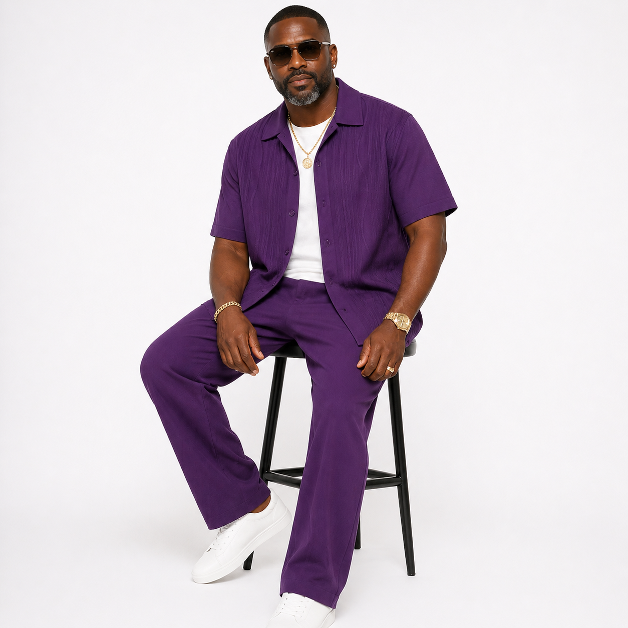 Silversilk Men’s 2-Piece Walking Suit – Knit Set – Purple 21001