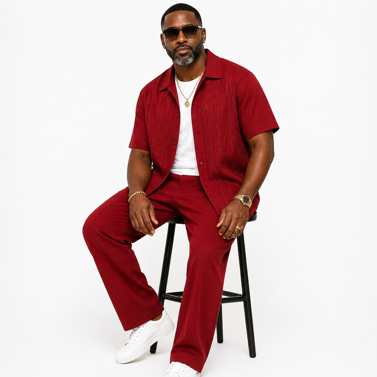 Silversilk Men’s 2-Piece Walking Suit – Knit Set – Red 21001