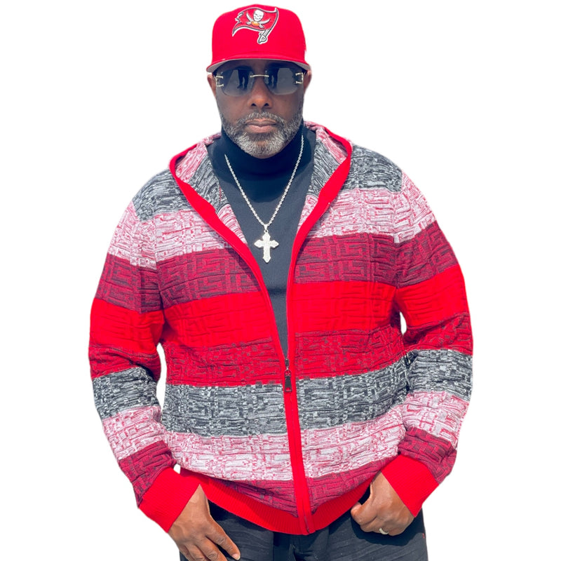 Prestige Full Zip "Uptown" Sweater (Red/Black/Grey) 420