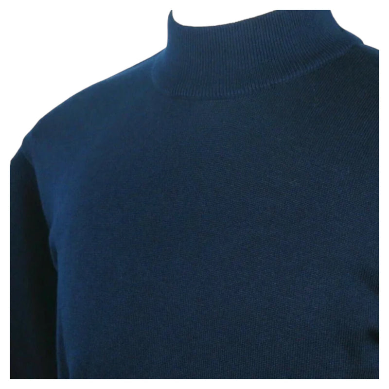 Inserch Cotton Blend Mock Sweater (Navy)