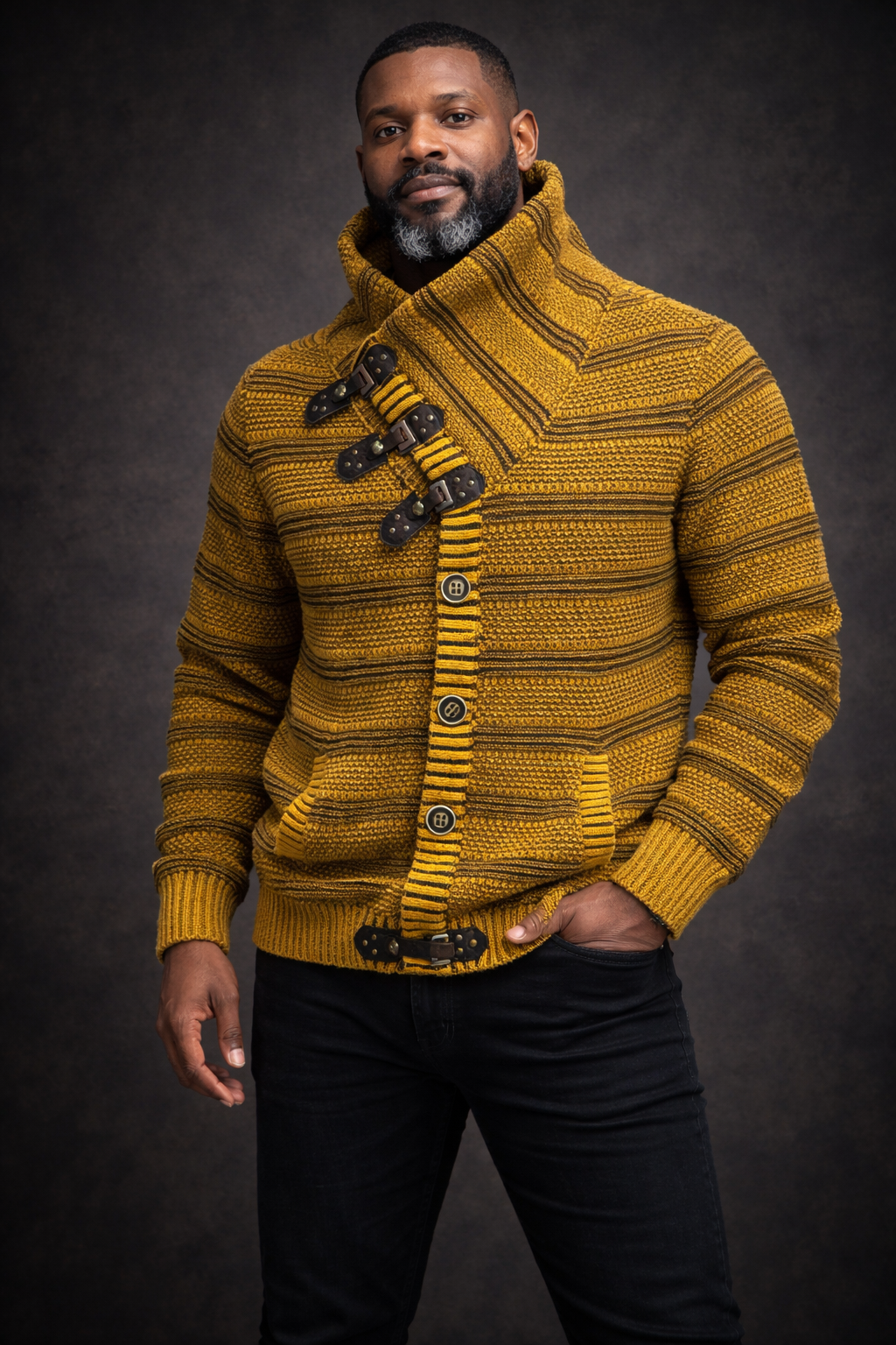 Lcr High Collar Sweater (Mustard/Black) 0912C5