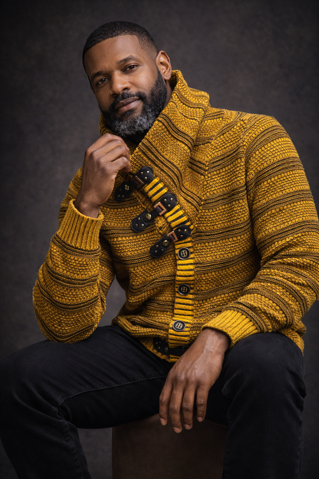 Lcr High Collar Sweater (Mustard/Black) 0912C5