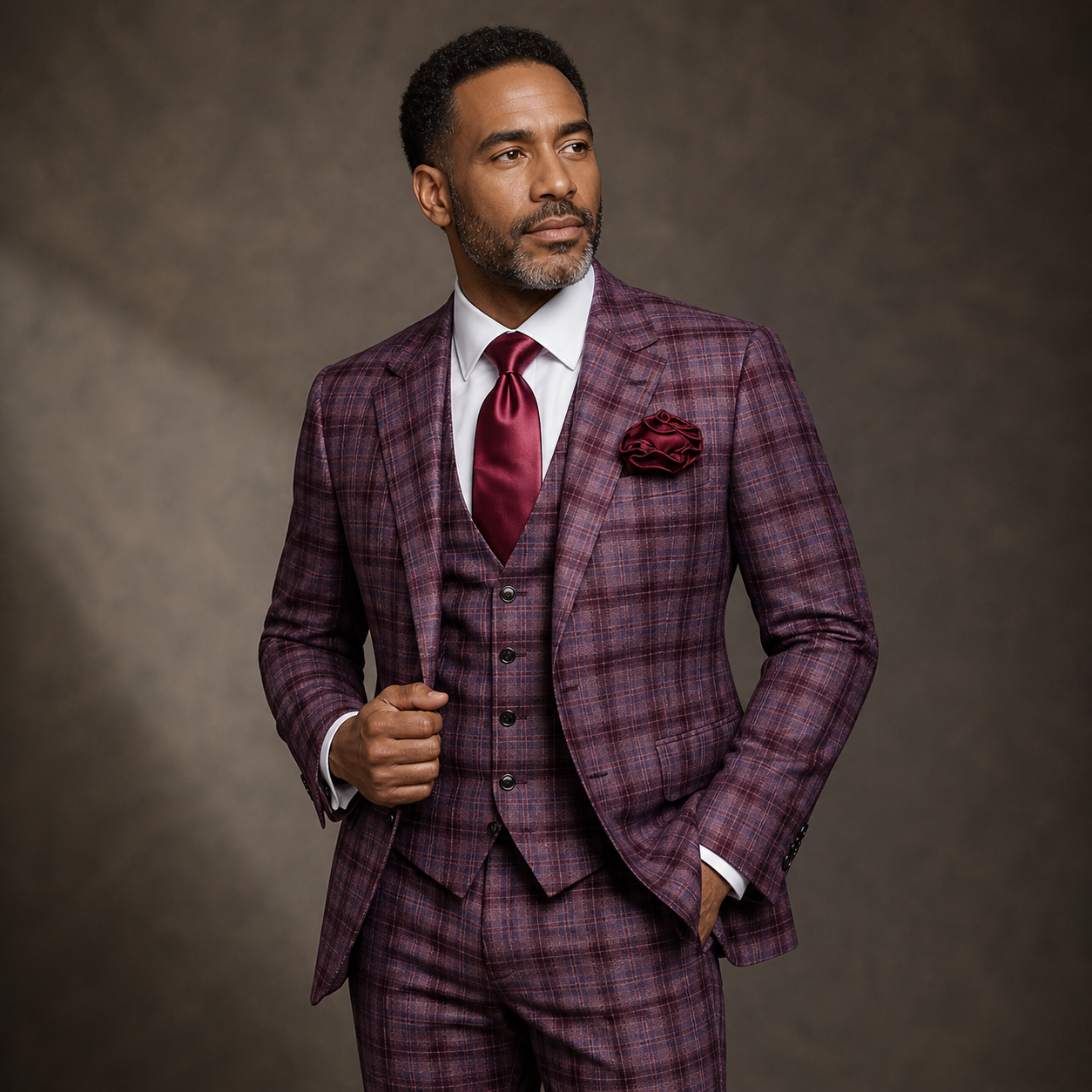 Rossi Man Modern Fit 3-Piece Vested Suit - Burgundy Blush 2025