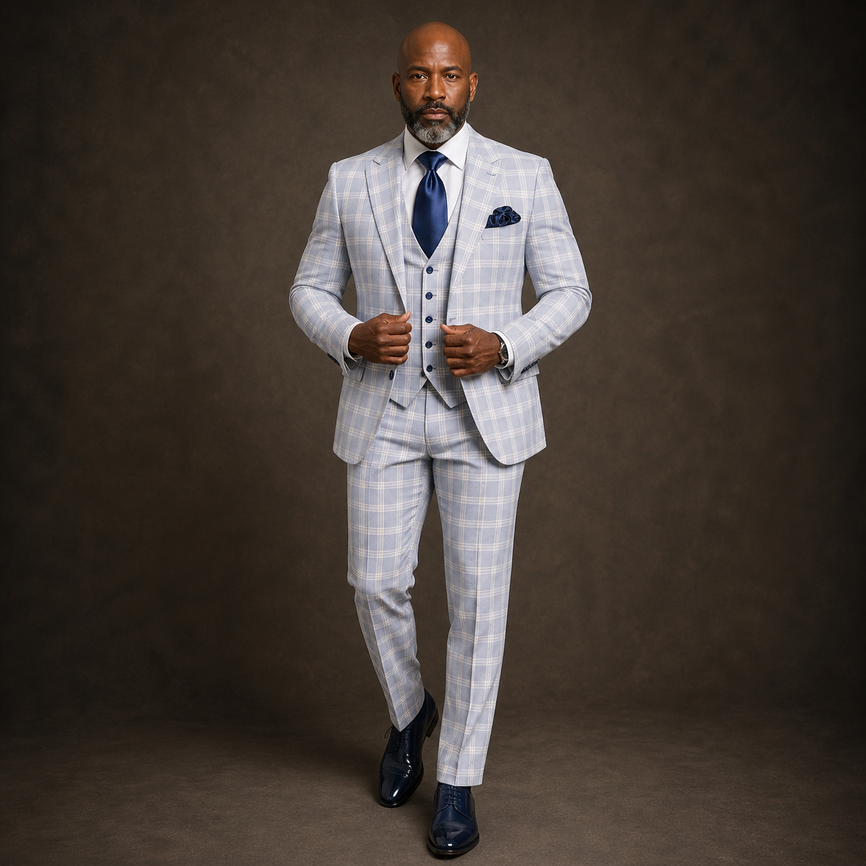 Rossi Man Modern Fit 3-Piece Vested Suit - Cloud Blue 2244