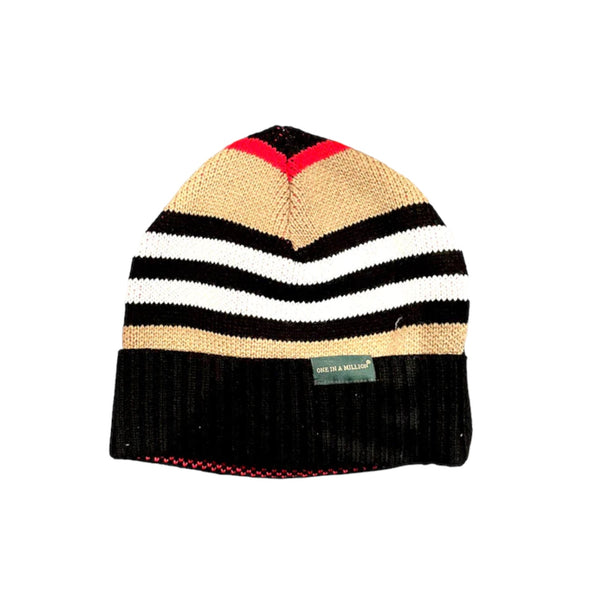 Burbs Beanie Hat (Black/Tan/Red) OIM