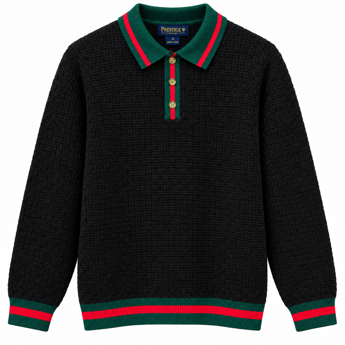Prestige Designer Polo: Black Red Green