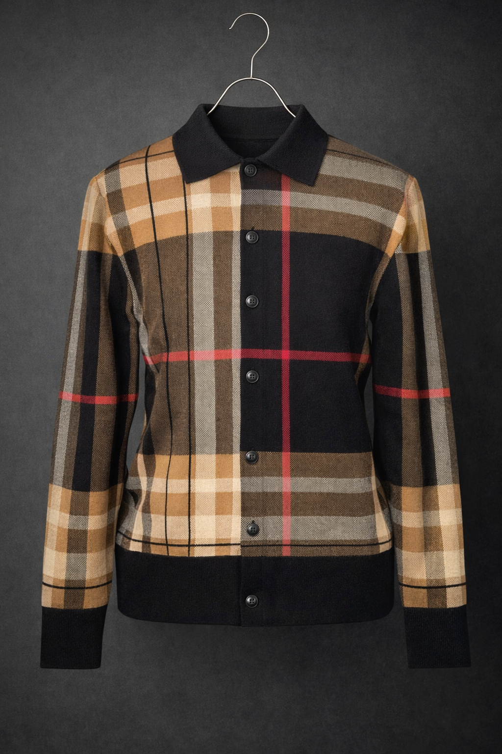 Lanzino Men’s Knit Button-Up Sweater – Black