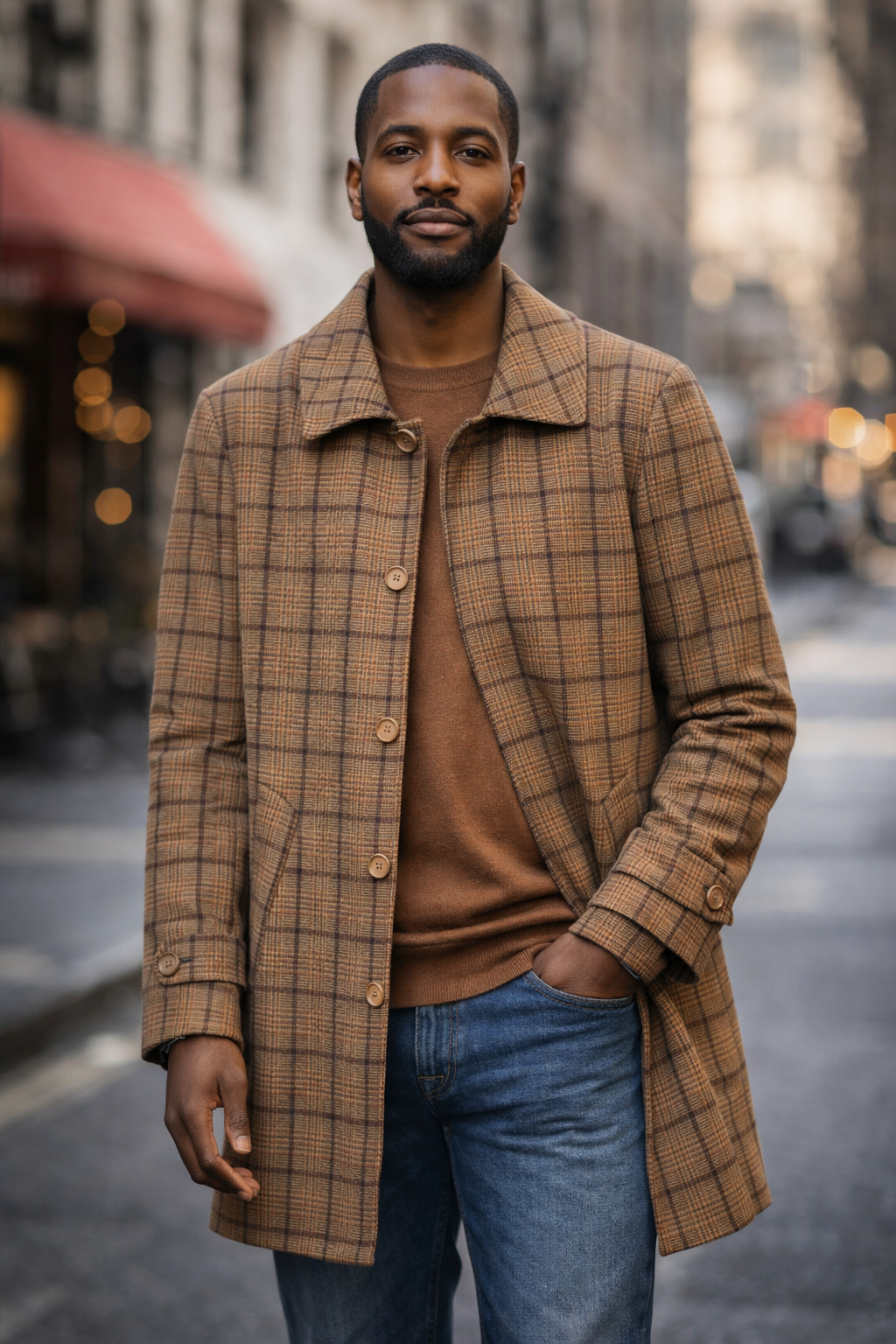 Cigar 3/4 Length Coat (Browns/Navy)