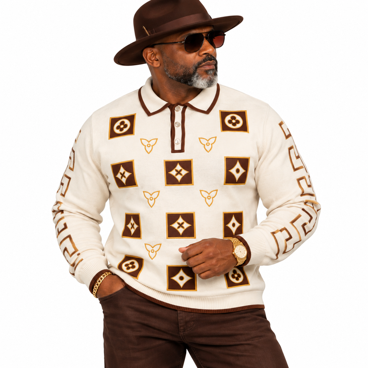 Prestige "Lankin" Polo Sweater (White) 569
