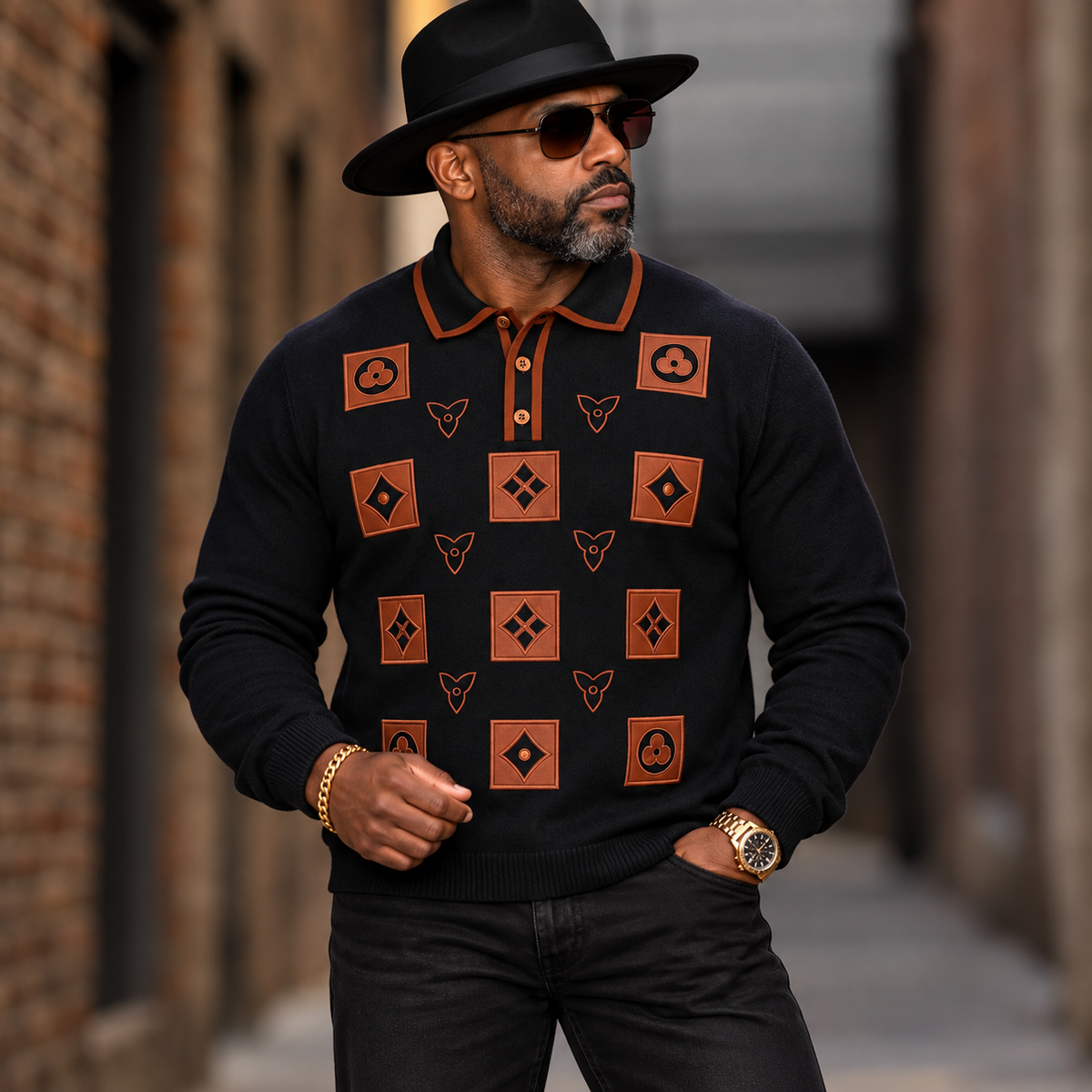 Prestige "Lankin" Polo Sweater (Black) 569