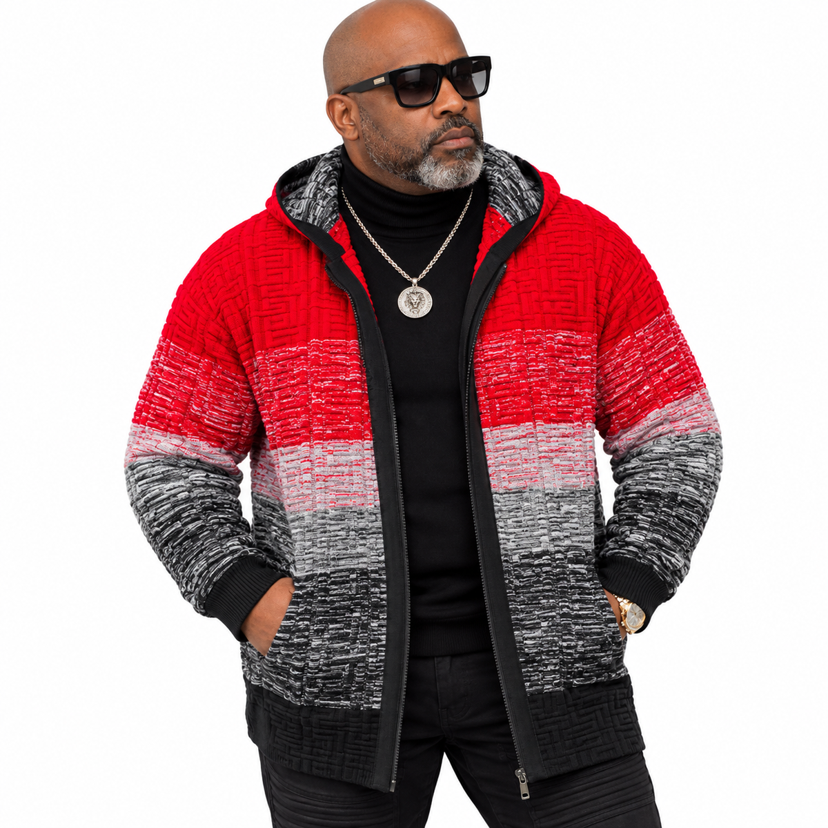 Prestige Full Zip "Midtown" Sweater (Red) 484