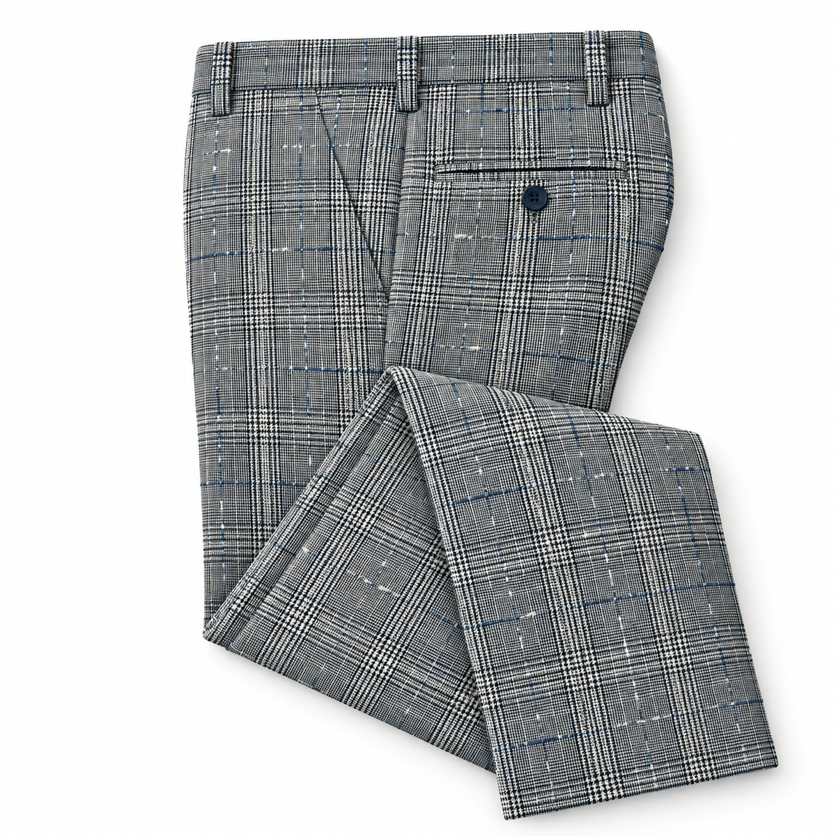 Prestige Men’s Plaid Dress Pants – Navy1