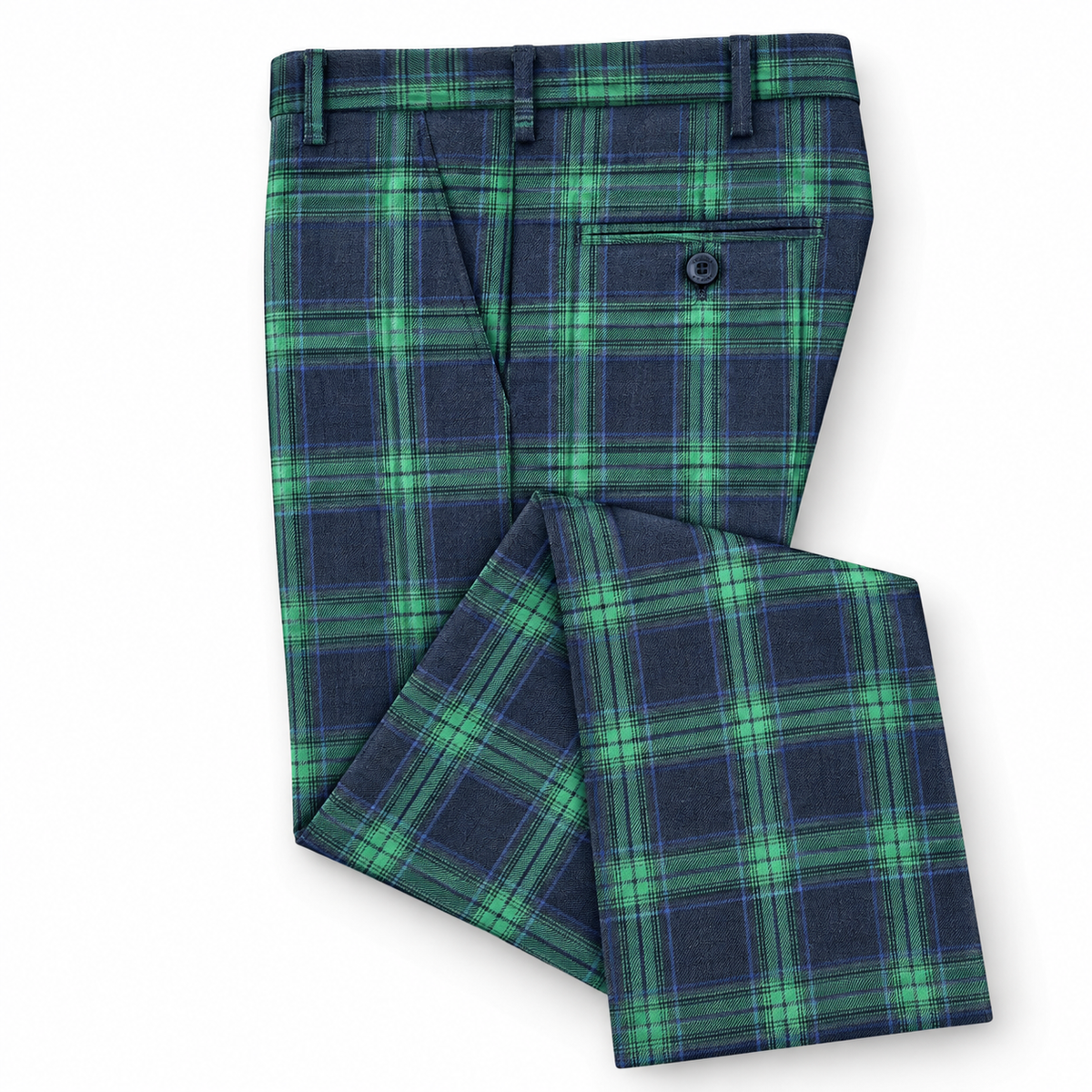 Prestige Men’s Navy/Green Plaid Dress Pants – Navy 2