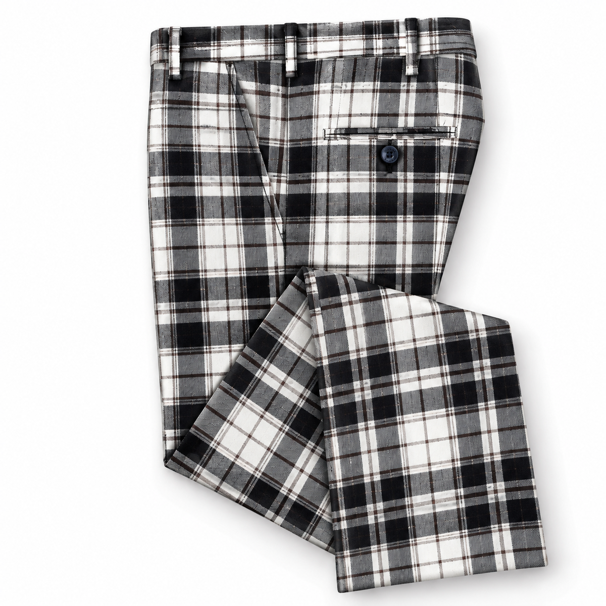 Prestige Men’s Plaid Dress Pants – White 2