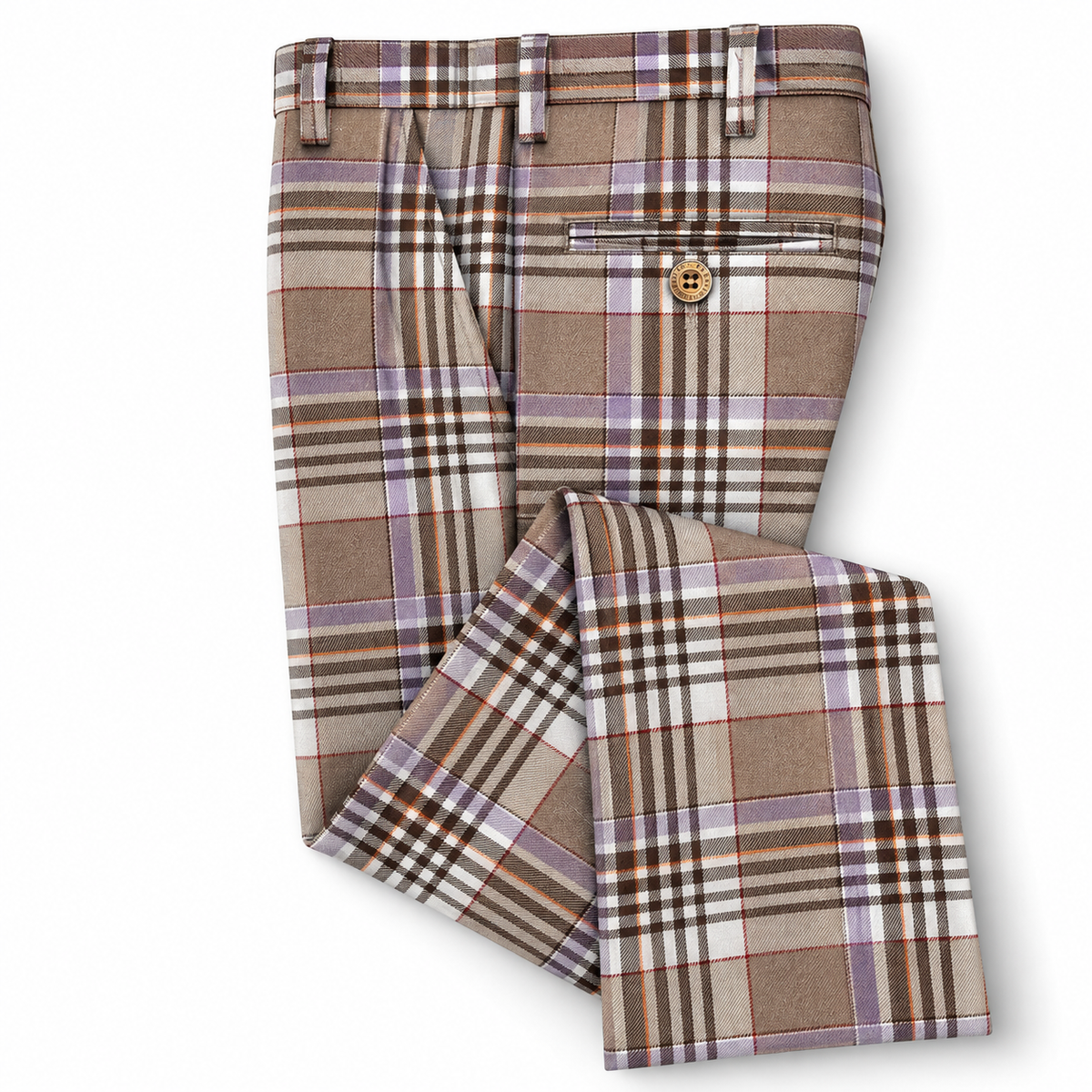 Prestige Men’s Plaid Dress Pants – Tan 4