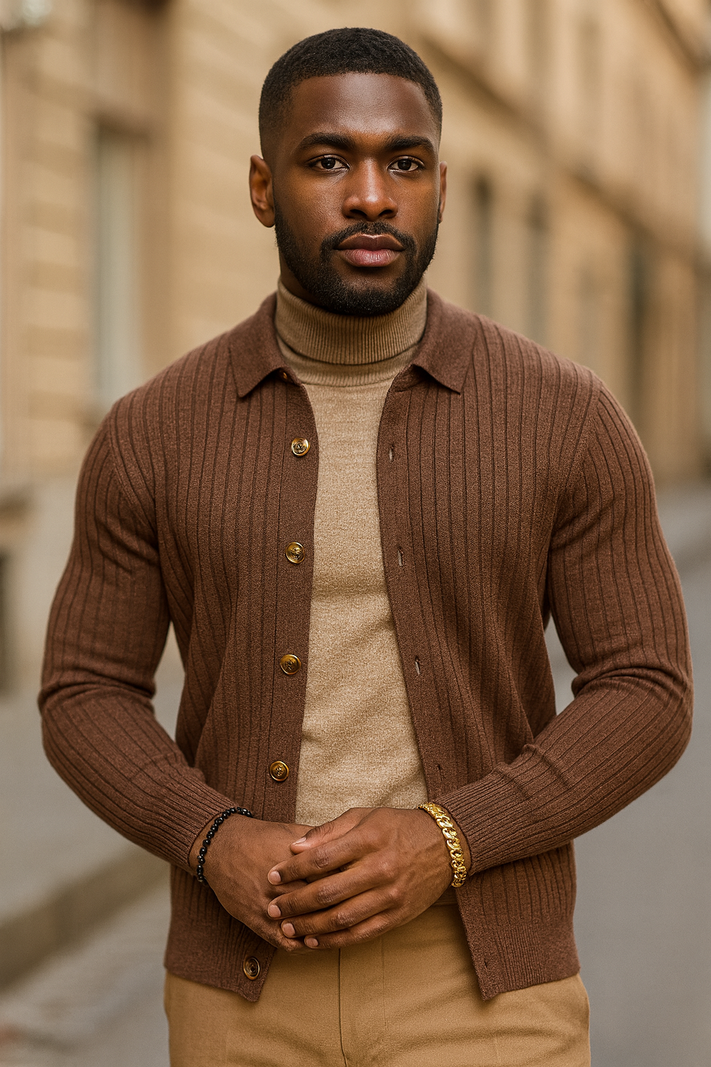 Prestige "Mazkel" Button Up Sweater (Taupe) 292