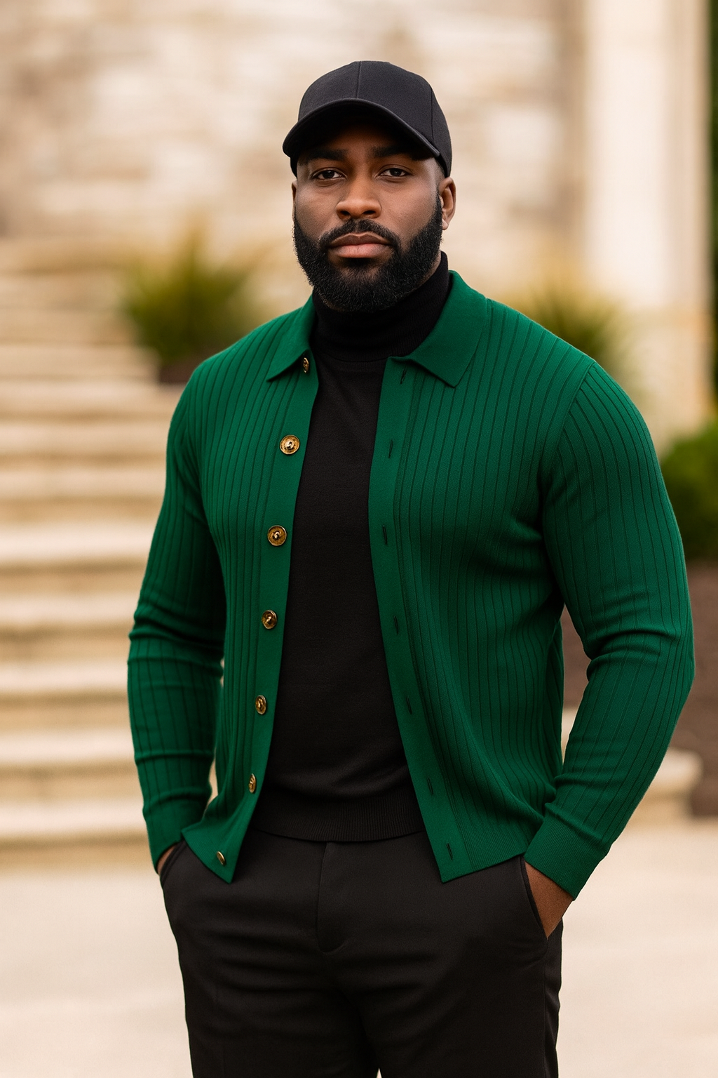 Prestige "Mazkel" Button Up Sweater (Green) 292