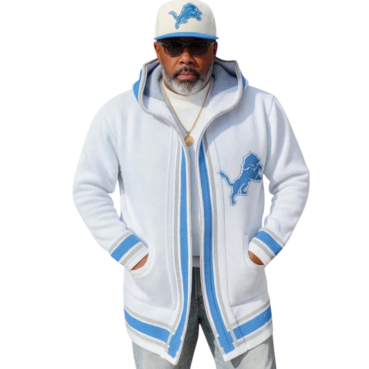 Detroit 3/4 Length Sweater Jacket – White