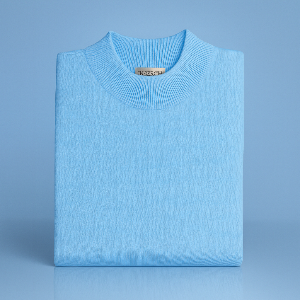 Inserch Cotton Blend Mock Sweater (Blue Mist)