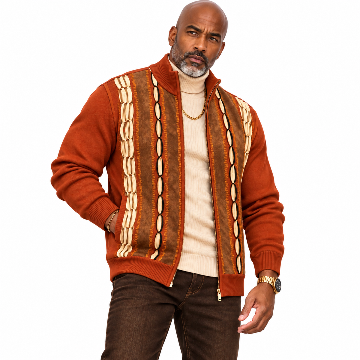 Silversilk Men’s Heritage Sweater: 31001 Rust
