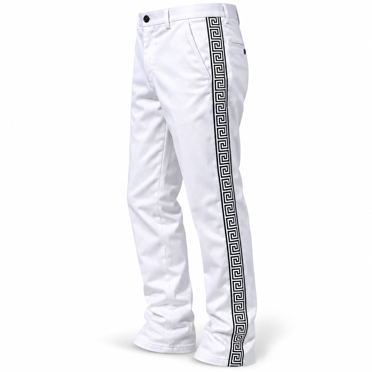 Prestige "Greek Key" Cotton Jean Pant (White/Black)