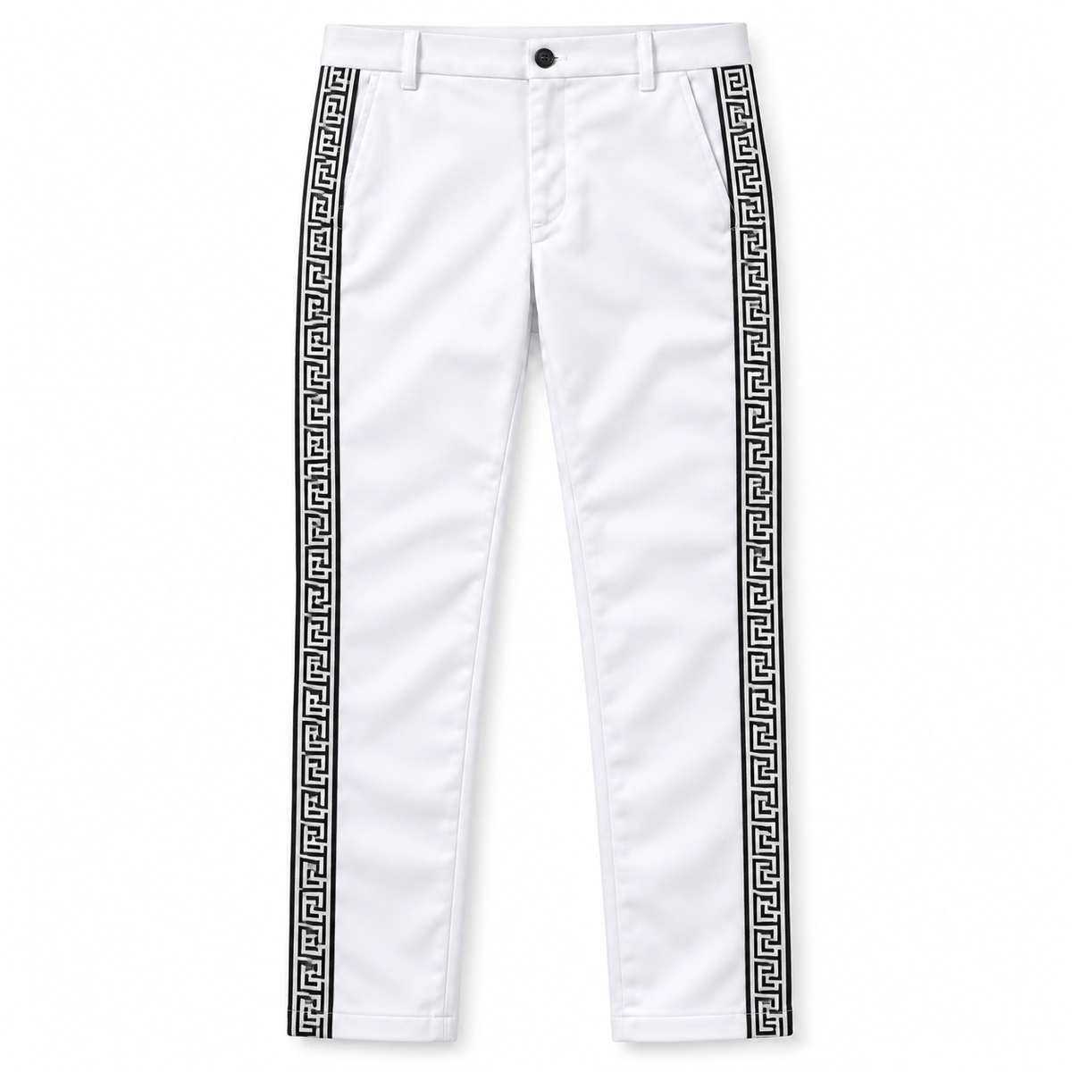 Prestige "Greek Key" Cotton Jean Pant (White/Black)