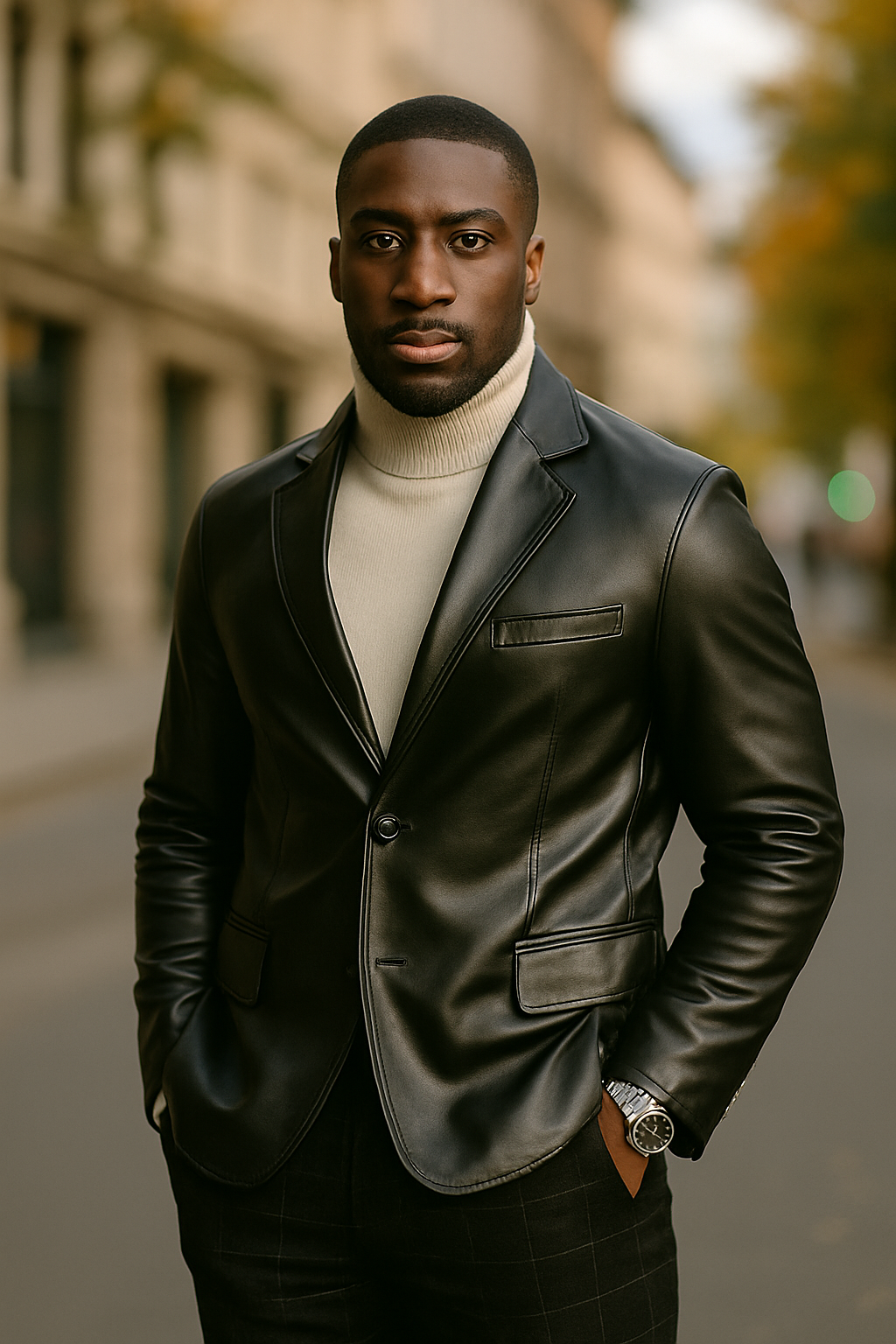 Inserch Leather "Broadway" Blazer (Black)