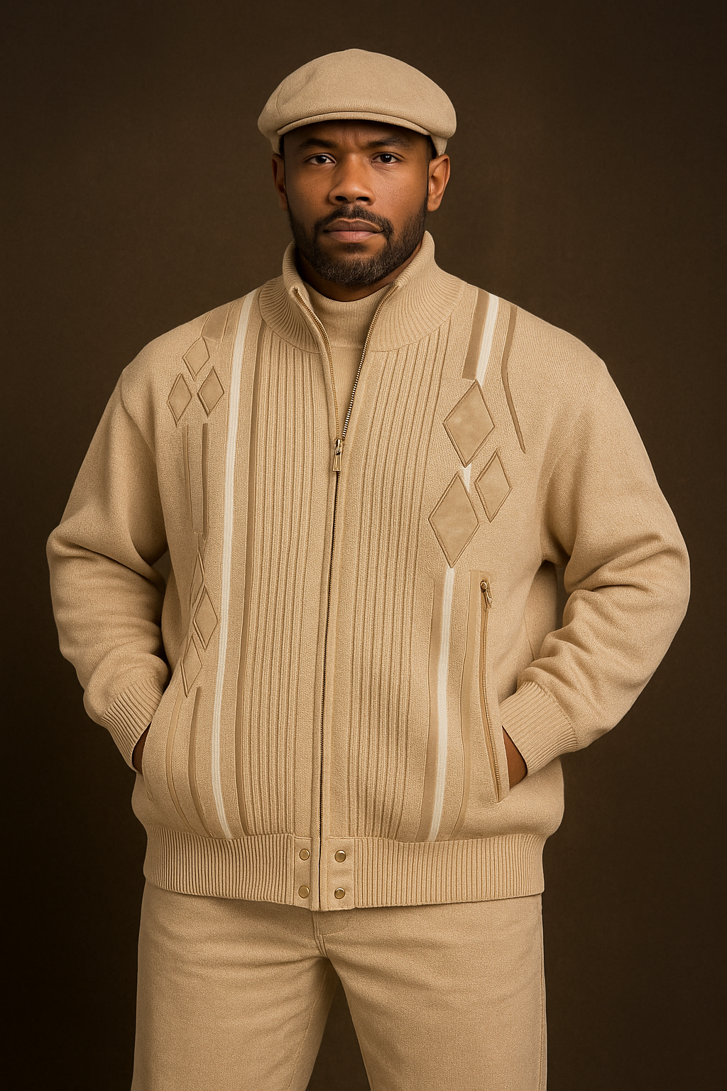 Silversilk Sweater Jacket (Tan) 11009