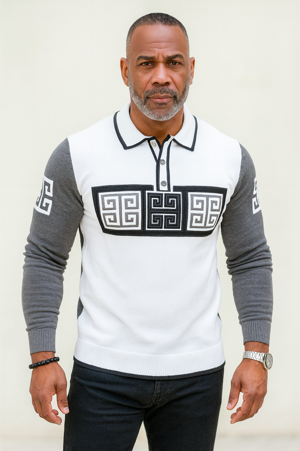 Prestige "Darko" Polo Sweater (White) 550