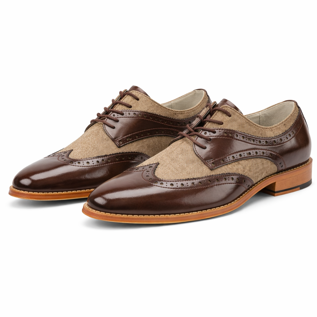 Giovanni NICO Men’s Wingtip Leather Oxford Dress Shoe – Choc Brown
