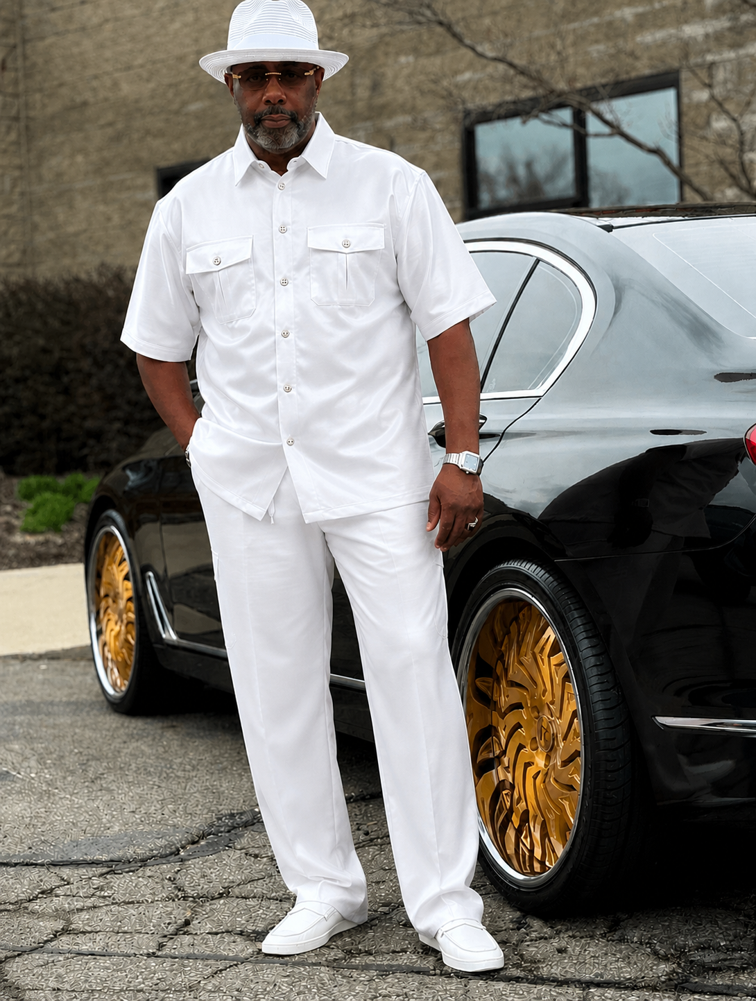 Lanzino Men's Silky Linen Pant Set – Pure White