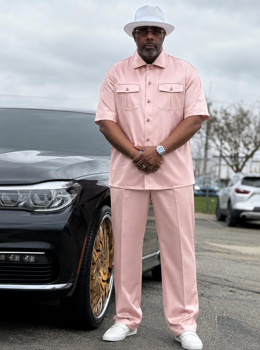 Lanzino Men's Silky Linen Pant Set – Blush