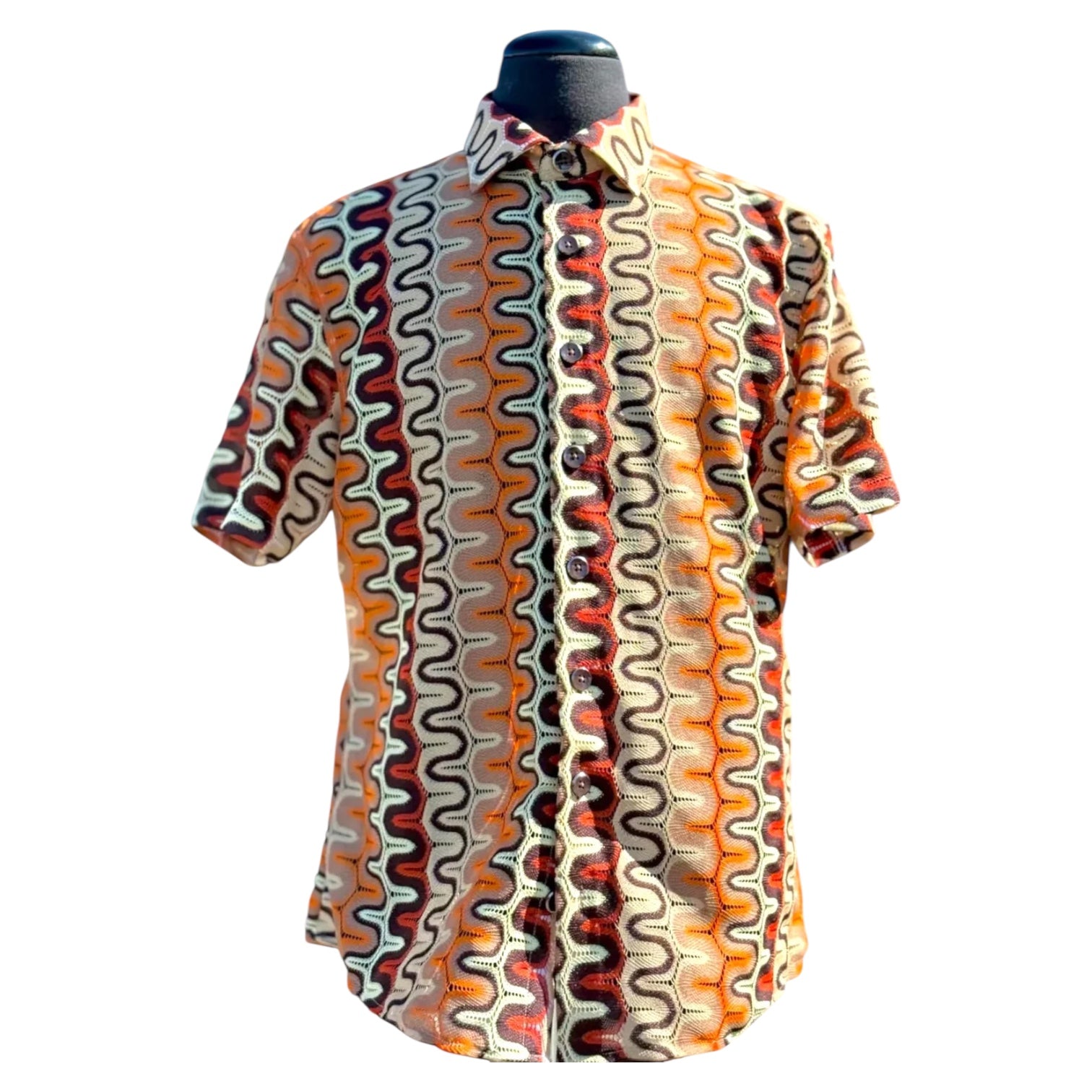 Lanzino "Woven" Short Sleeve Shirt (Brown) 102