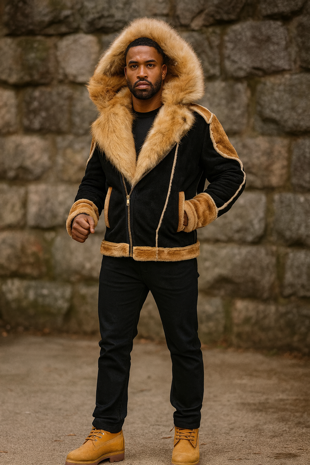Jordan Craig "Motto" Shearling Coat (Black Coffee)