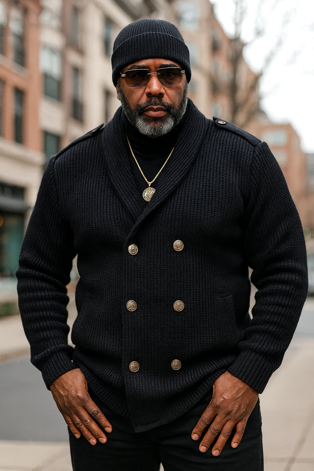 Military DB Cardigan (Black) OIM