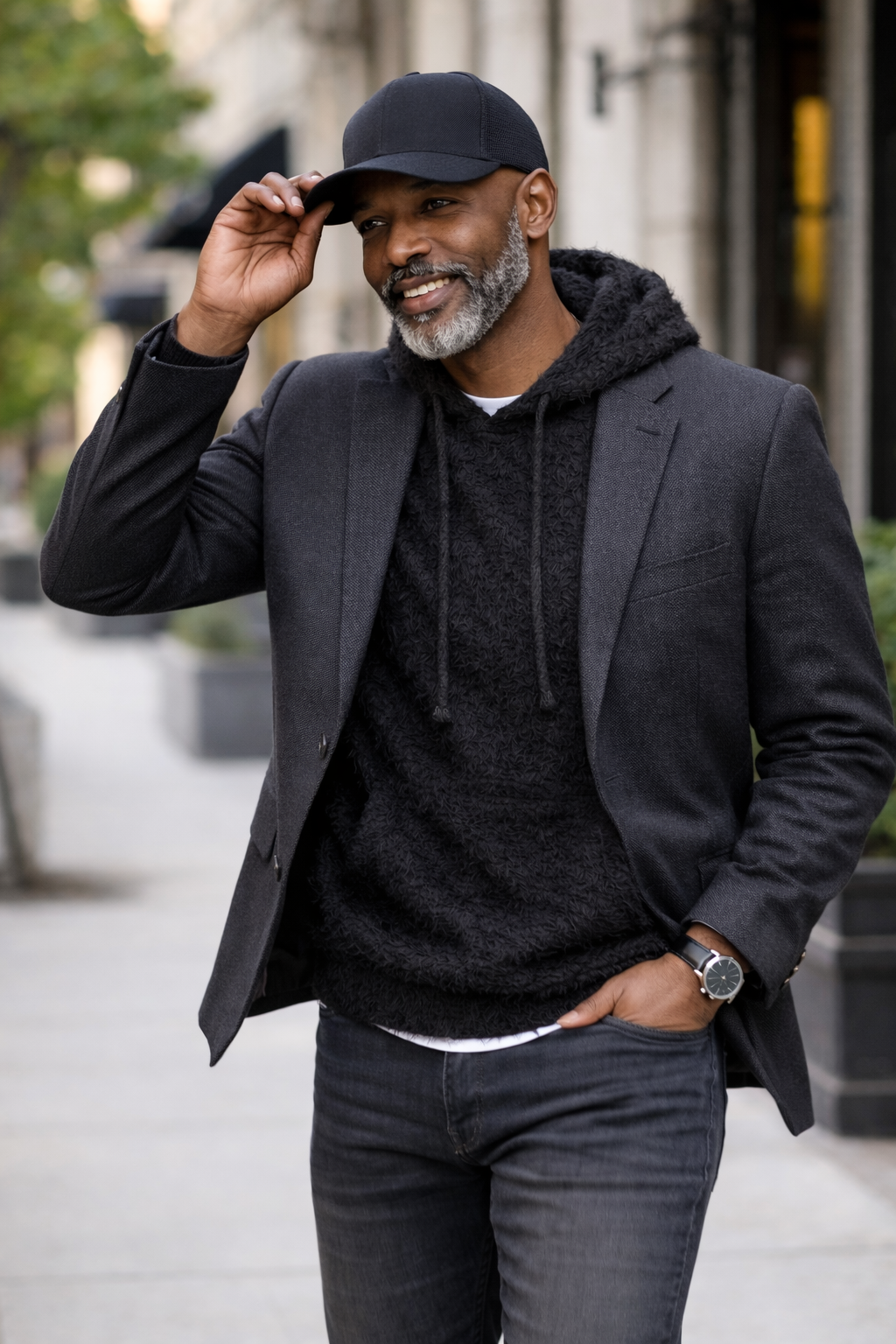 Men’s Soft Knit Hoodie Sweater – Black