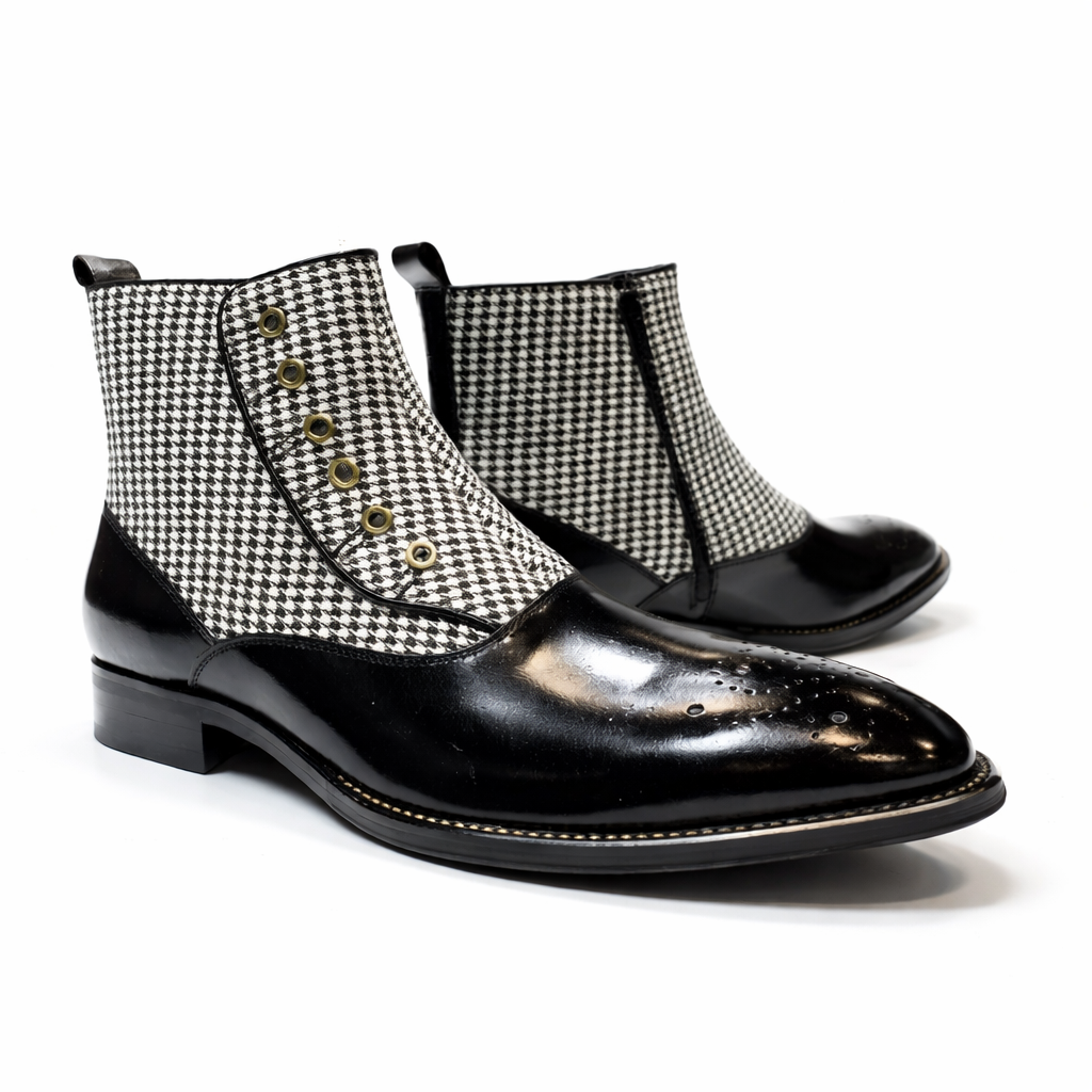 Giovanni Houndstooth Boot (Black/White)