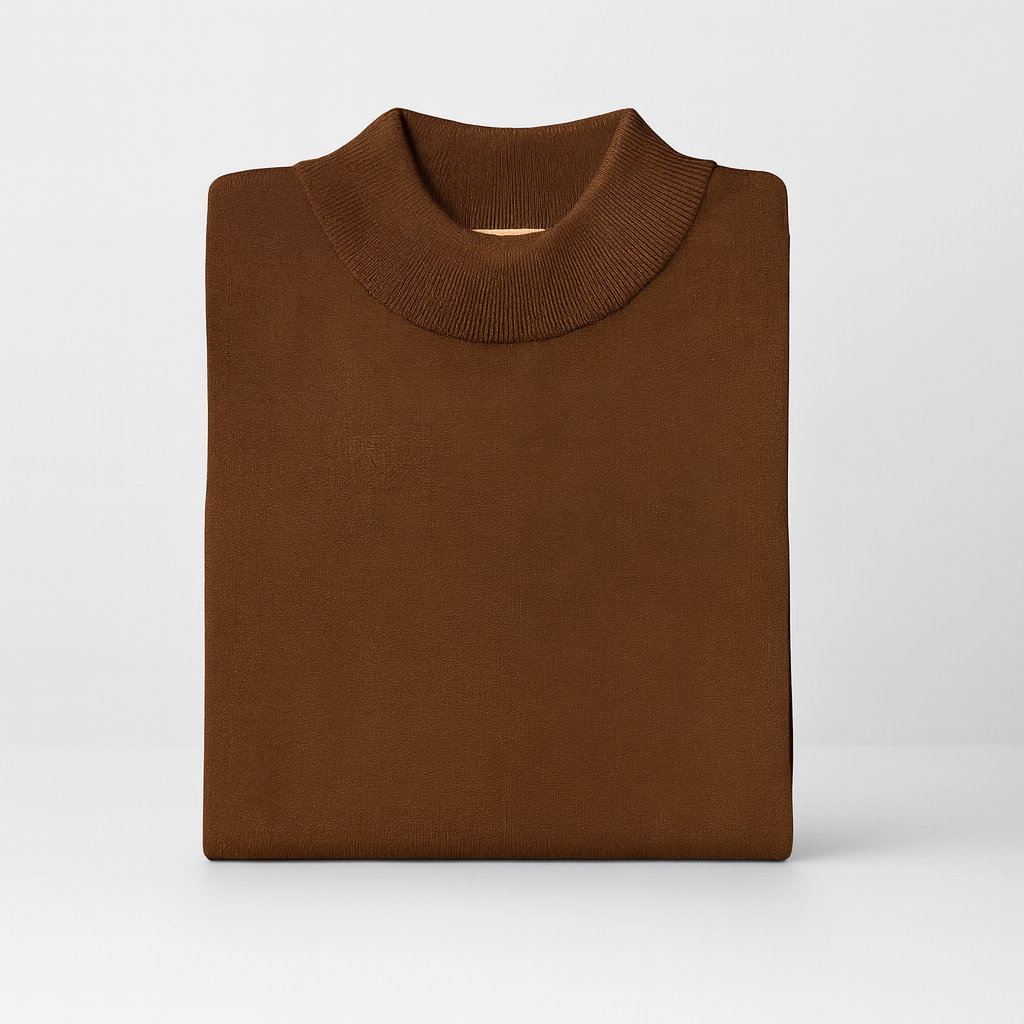 Inserch Cotton Blend Mock Sweater (Brown)